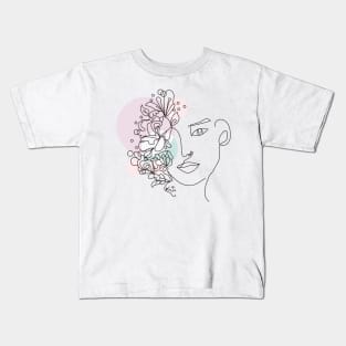 abstract lady, line art woman Kids T-Shirt